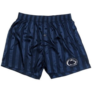 navy striped satin boxers with Penn State Athletic Logo